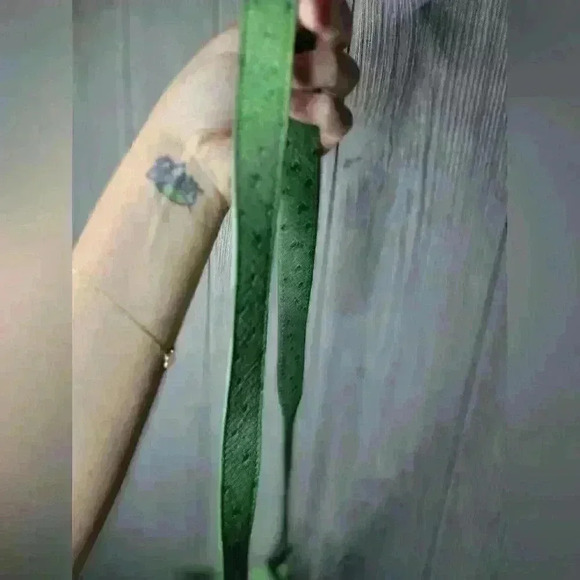 DONALD J PlLINER green faux ostrach skin design crossbody adjustable straps. - Picture 9 of 10